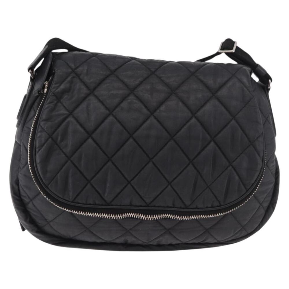 Chanel Matelasse Coated Canvas Shoulder Bag Black